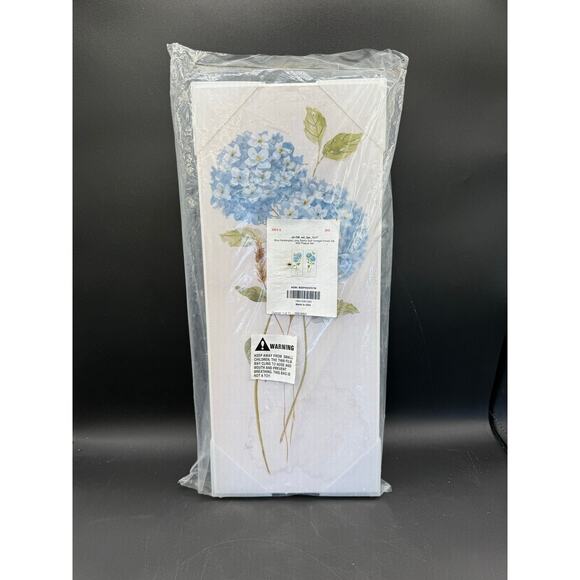 Blue Hydrangea Long Stem Two-Piece Wall Plaque Set – Vintage Floral - Picture 2 of 6
